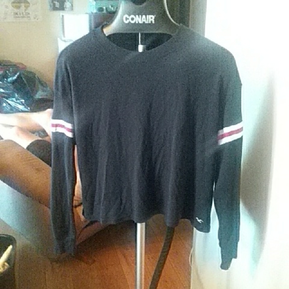 10/$10  Black Long Sleeve Shirt with Red & White Stripes Hollister 8